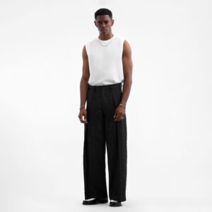 Noir-stripe Pleated Pants